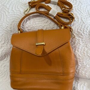 Elegant Tan Leather Women's Backpack